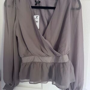 Express long sleeve blouse grey